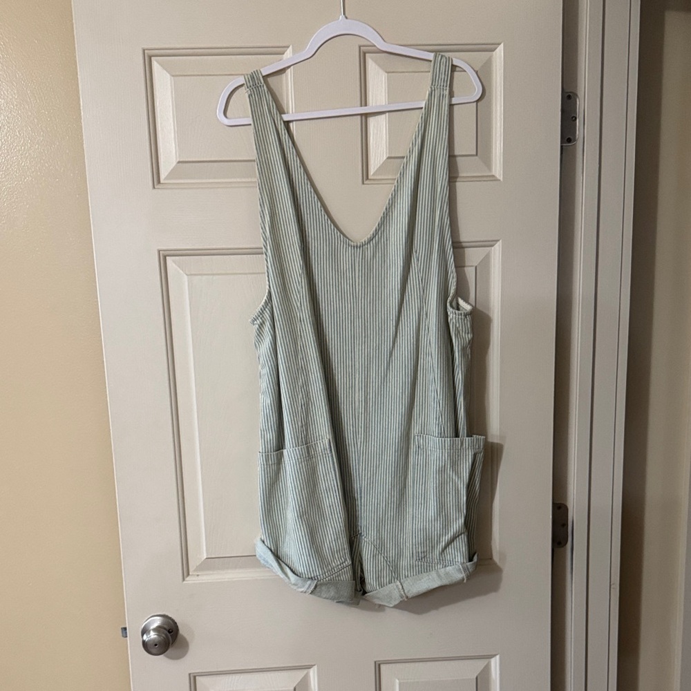 We The Free Light Green Striped Romper